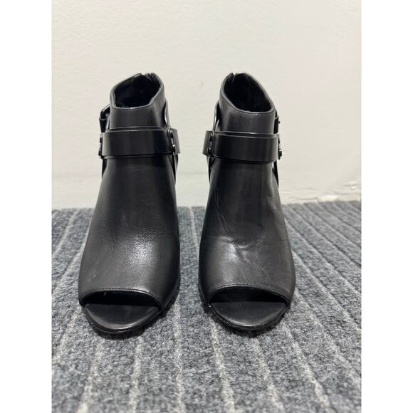 Vince Camuto Signature Nikoletta Black Leather Peep-toe Ankle Bootie Size 5 M - Picture 3 of 8